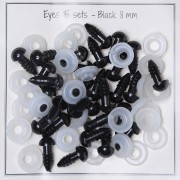 Yeux de sécurité en plastique - pour peluche et amigurumi - 8 mm - Noir x15 paires