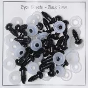 Yeux de sécurité en plastique - pour peluche et amigurumi - 8 mm - Noir x15 paires