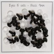 Yeux de sécurité en plastique - pour peluche et amigurumi - 9 mm - Noir x15 paires