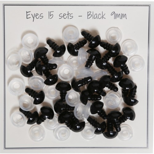 Yeux de sécurité en plastique - pour peluche et amigurumi - 9 mm - Noir x15 paires