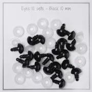 Yeux de sécurité en plastique - pour peluche et amigurumi - 10mm - Noir x10 paires