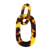 Pendentif maillon XXL en acétate 62x26 mm Ecaille de tortue - Marron - Noir x1|raw }}