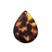 Pendentif goutte 31x22 mm - Ecaille de tortue - Marron - Noir x1