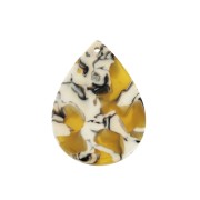 Pendentif goutte 31x22 mm - Ecaille de tortue - Ocre - Blanc x1