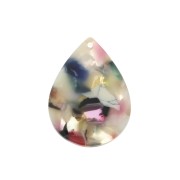 Pendentif goutte 31x22 mm - Ecaille de tortue - Beige - Rose x1|raw }}