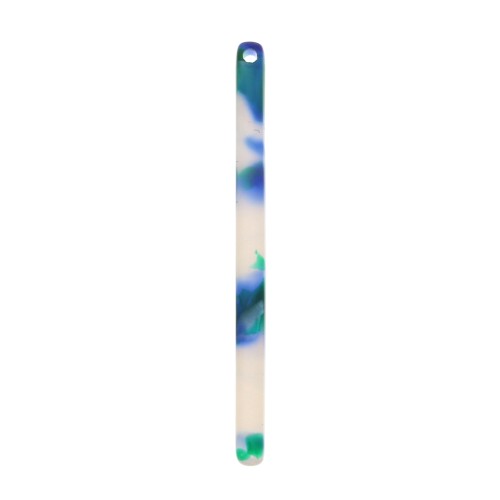 Pendentif barre 40x2.5 mm - Ecaille de tortue - Bleu foncé - Vert x1