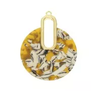 Pendentif - boucles d'oreilles design  57x44 mm Ecaille de tortue - Ocre - Blanc x1