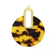 Pendentif - boucles d'oreilles design  57x44 mm Ecaille de tortue - Marron - Noir x1