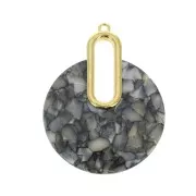 Pendentif - boucles d'oreilles design  57x44 mm Ecaille de tortue Gris - Blanc nacré