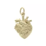 Pendentif coeur humain avec anneau fermé 18x12 mm - Plaqué Or 3 microns x1