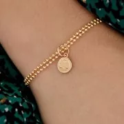 Breloque ronde - signe astrologique - Verseau 10x8 mm - Plaqué or 3 microns x1