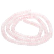Perles Heishi rondelles en pierre gemme 4x2.5 mm - Quartz rose teinté x39cm|raw }}