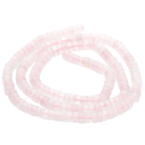 Perles Heishi rondelles en pierre gemme 4x2.5 mm - Quartz rose teinté x39cm