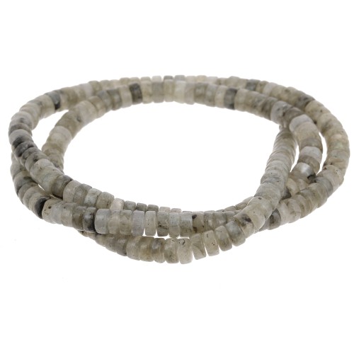 Perles Heishi rondelles en pierre gemme 4x2.5 mm - Labradorite teinté x40cm