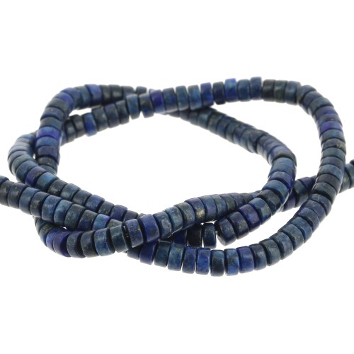 Perles Heishi rondelles en pierre gemme 4x2 mm - Lapis Lazuli teinté x41cm