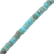 Perles Heishi rondelles pierre gemme 4x2mm Régalité teintée - jaspe aqua terra x20|raw }}