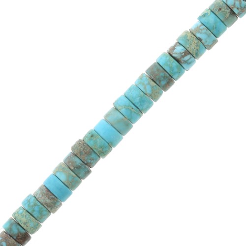 Perles Heishi rondelles pierre gemme 4x2mm Régalité teintée - jaspe aqua terra x20