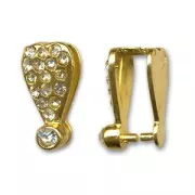 Bélière strassée 15 mm doré x1