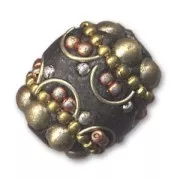 Olive incrustée de perles 23x18 mm Bronze x1