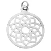 Pendentif rond - médaille 22x19 mm Chakra n°7 - Coronal - Acier inoxydable x1