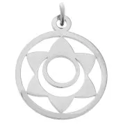 Pendentif rond - médaille 22x19 mm Chakra n°2 - Sacré - Acier inoxydable x1