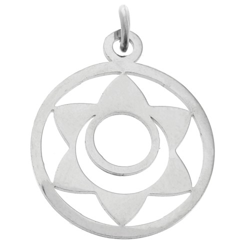 Pendentif rond - médaille 21.5x19 mm Chakra n°2 - Sacré - Acier inox 304 x1