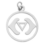 Pendentif rond - médaille 22x19 mm Chakra n°6 - 3ème oeil - Acier inoxydable x1|raw }}