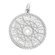 Pendentif rond - médaille 18 mm - Signes du zodiaque - Acier inox 304 x1