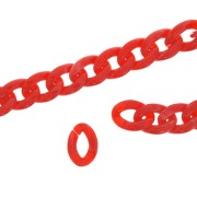 Chaîne plastique brillant maille gourmette 29x21 mm - Rouge x50 cm