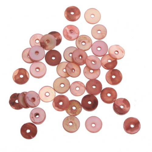 Perles rondelles Heishi nacre teintée 6 mm - Rouge x144