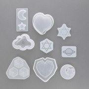 Moules silicone pour résine - Coeur - Diamant - Planète - Lune - Set 1|raw }}