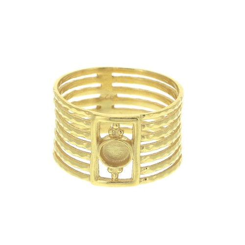 Bague semainier rigide pour cabochon 4mm Taille 50 - Argent 925 Doré à l'or fin x1