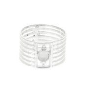 Bague semainier rigide pour cabochon 4 mm - Taille 52 - Argent 925 x1