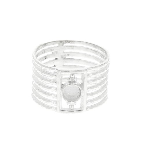 Bague semainier rigide pour cabochon 4 mm - Taille 52 - Argent 925 x1