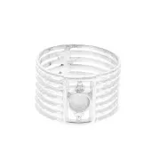 Bague semainier rigide pour cabochon 4 mm - Taille 54 - Argent 925 x1