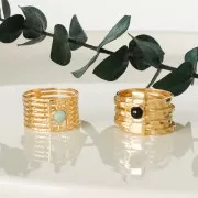 Bague semainier pour cabochon 4 mm - Taille 50 - Argent 925 Doré à l'or fin x1