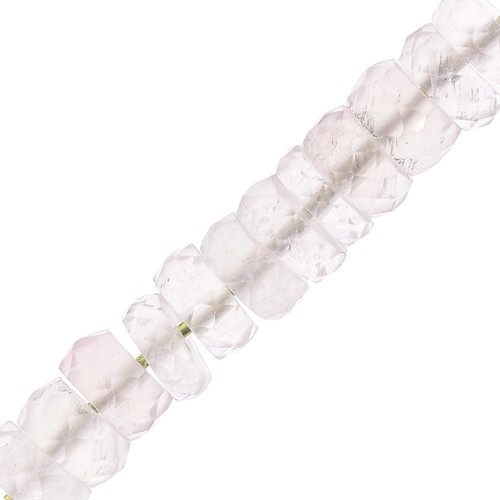 Perles Heishi rondelles facettées - en pierre gemme 5.5x2 mm - Quartz Rose x20
