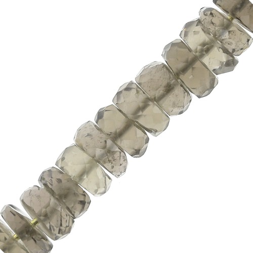 Perles Heishi rondelles facettées - en pierre gemme 5.5x2 mm - Quartz Fumé x20