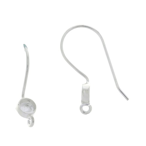 Crochets d'oreilles ronds porte cabochon 4 mm - Argent 925 x2