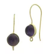 Crochets d'oreilles ronds porte cabochon 8 mm - Argent 925 Doré à l'or fin x2