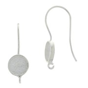 Crochets d'oreilles ronds porte cabochon 8 mm - Argent 925 x2