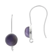 Crochets d'oreilles ronds porte cabochon 8 mm - Argent 925 x2