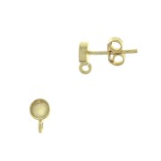 Clous d'oreilles ronds porte cabochon 4 mm - Argent 925 Doré à l'or fin x2