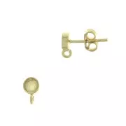 Clous d'oreilles ronds porte cabochon 4 mm - Argent 925 Doré à l'or fin x2