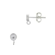 Clous d'oreilles ronds porte cabochon 4 mm - Argent 925 x2