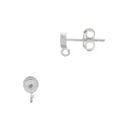 Clous d'oreilles ronds porte cabochon 4 mm - Argent 925 x2
