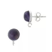 Clous d'oreilles ronds porte cabochon 8 mm - Argent 925 x2