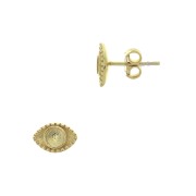 Boucles d'oreilles forme oeil porte cabochon 4 mm - Argent 925 Doré à l'or fin x2|raw }}