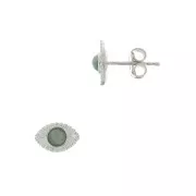 Boucles d'oreilles forme oeil - porte cabochon 4 mm - Argent 925 x2