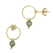 Boucles d'oreilles cercle évidé porte cabochon 4 mm Argent 925 Doré à l'or fin x2